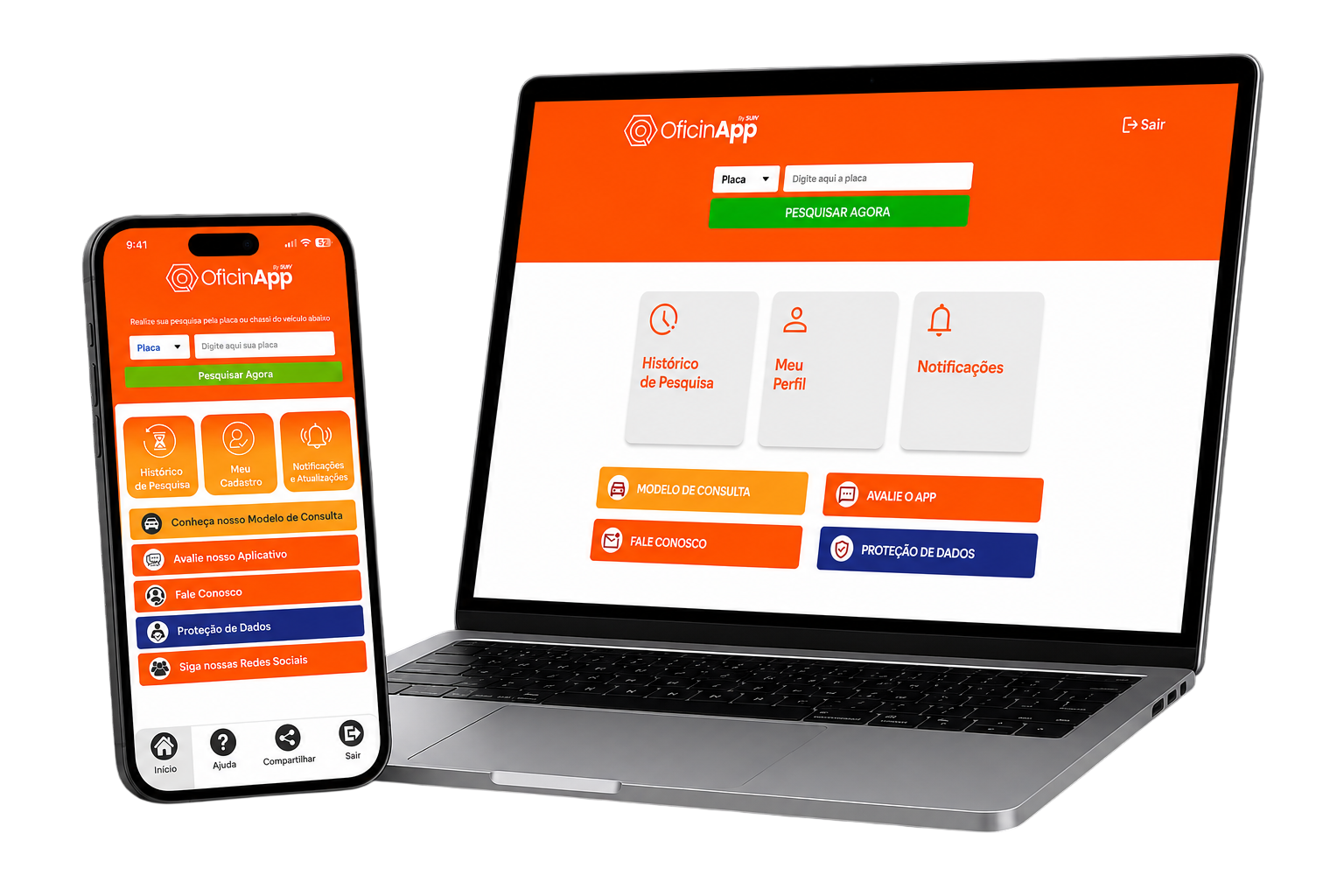 OficinApp em notebook e celular
